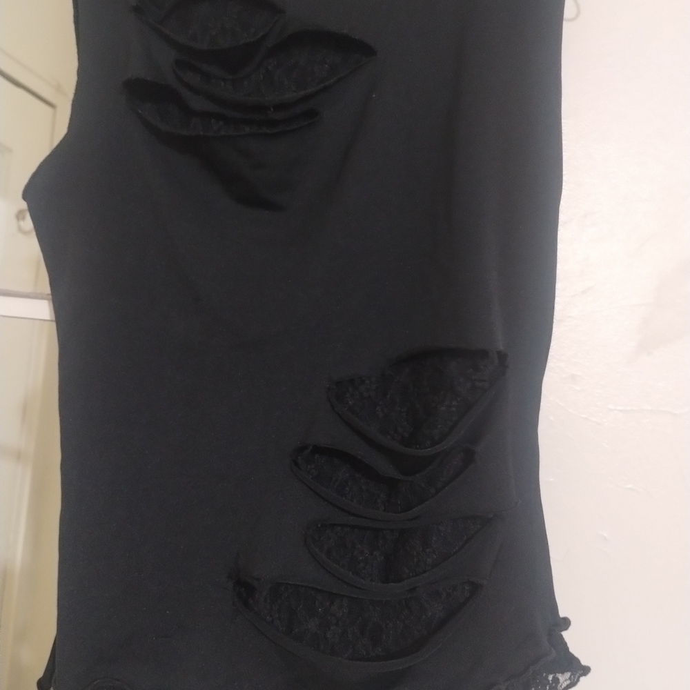 Forever 21 Black Lace Cutout Tank Top
